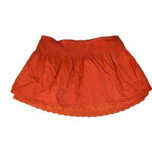 Roxy Y2K Flowy Layered Mini Skirt Lace Cotton Orange Beachy Medium